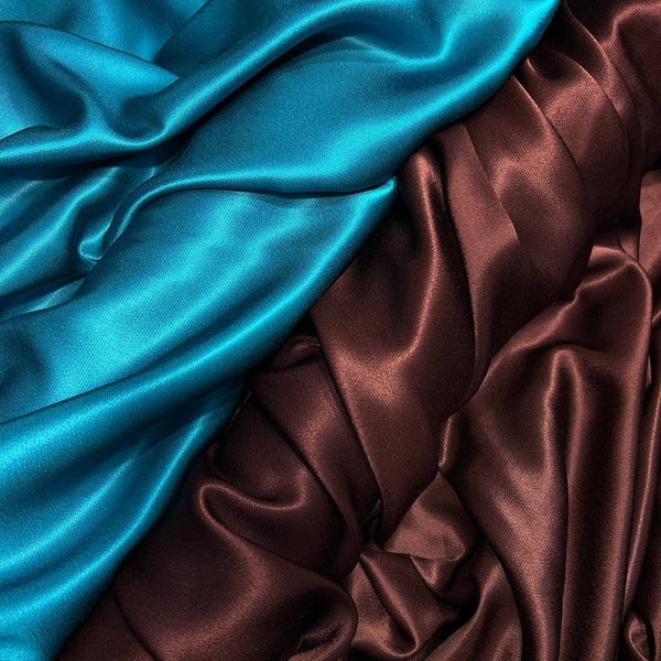 Italian viscose fabric by the yard premium quality in burgundy and sea waves colors, apparel plain clothing tailoring fabric