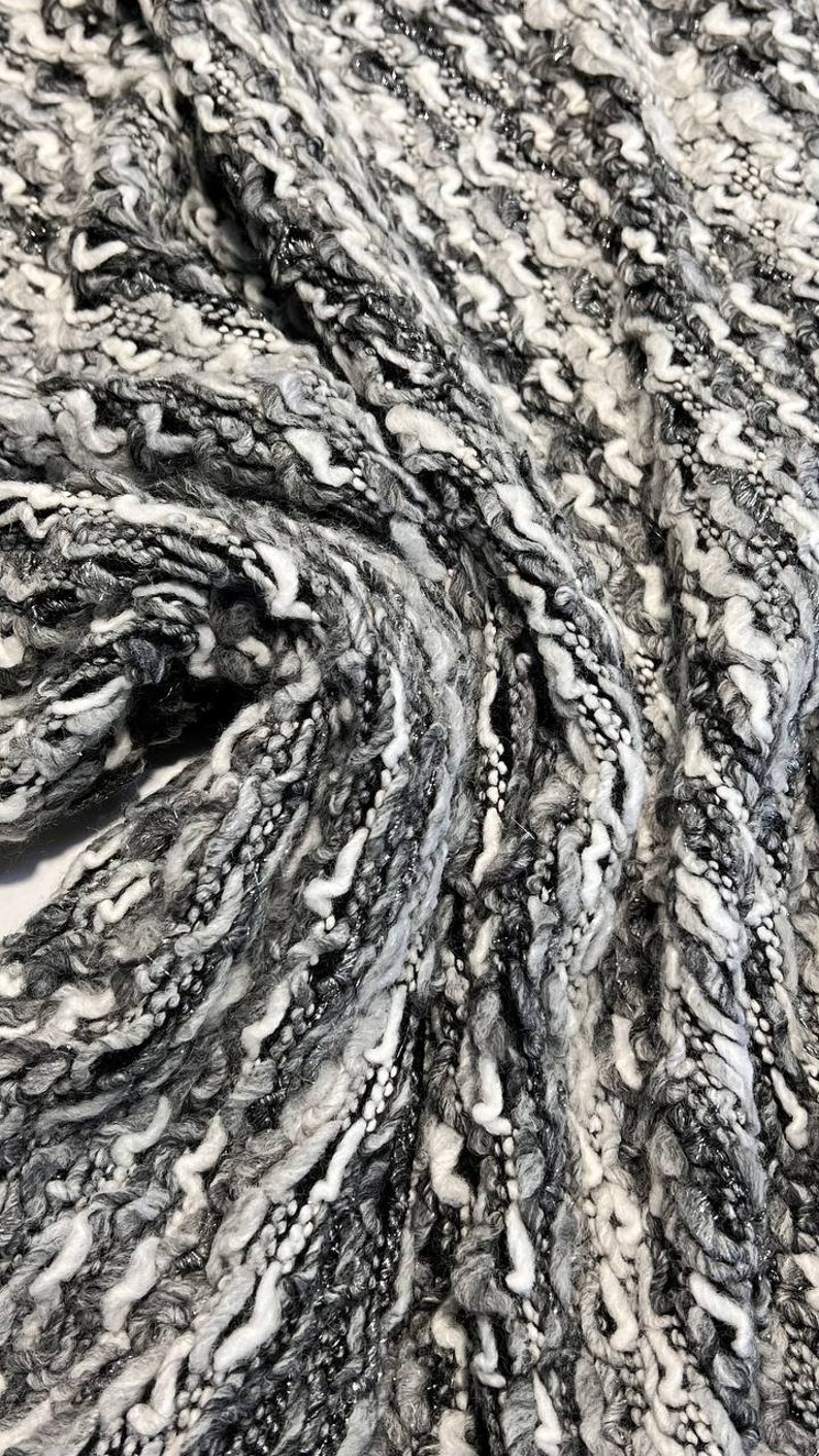 Italian Wool Knitwear Fabric by the Yard Black White, Tailoring Jersey