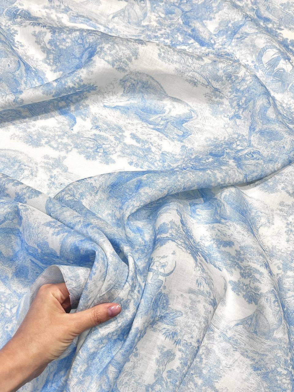 French Toile (Poly Print) Wholesale Fabric in Lt Blue – Urquid Linen