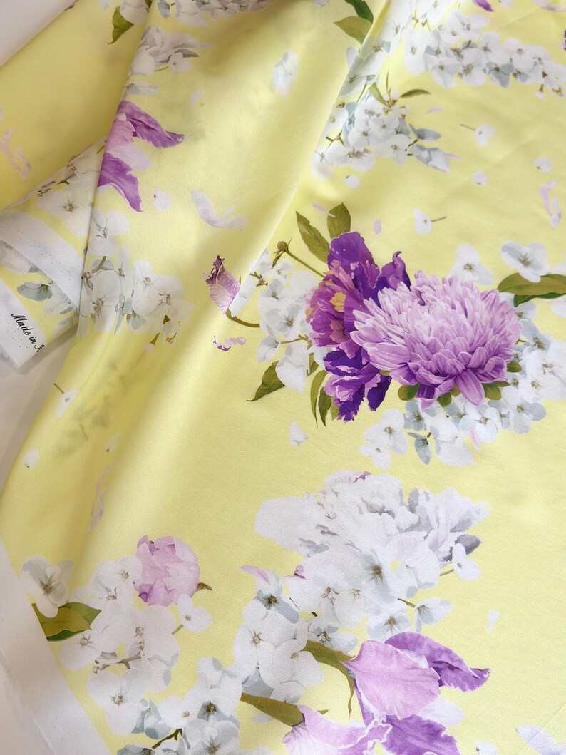 Italian Lightweight Cotton Fabric by the Yard, Floral Voile Cotton, Luxury Designer Inspired Fabric, Summer Dress Fabric image 6