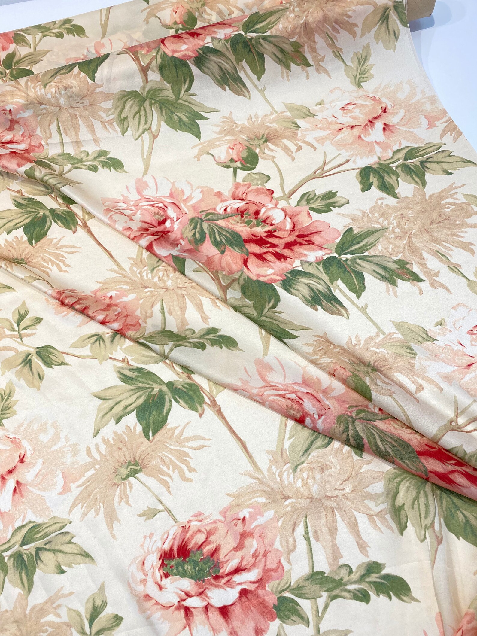 Silk designer fabric by the yard with rose print floral Etsy