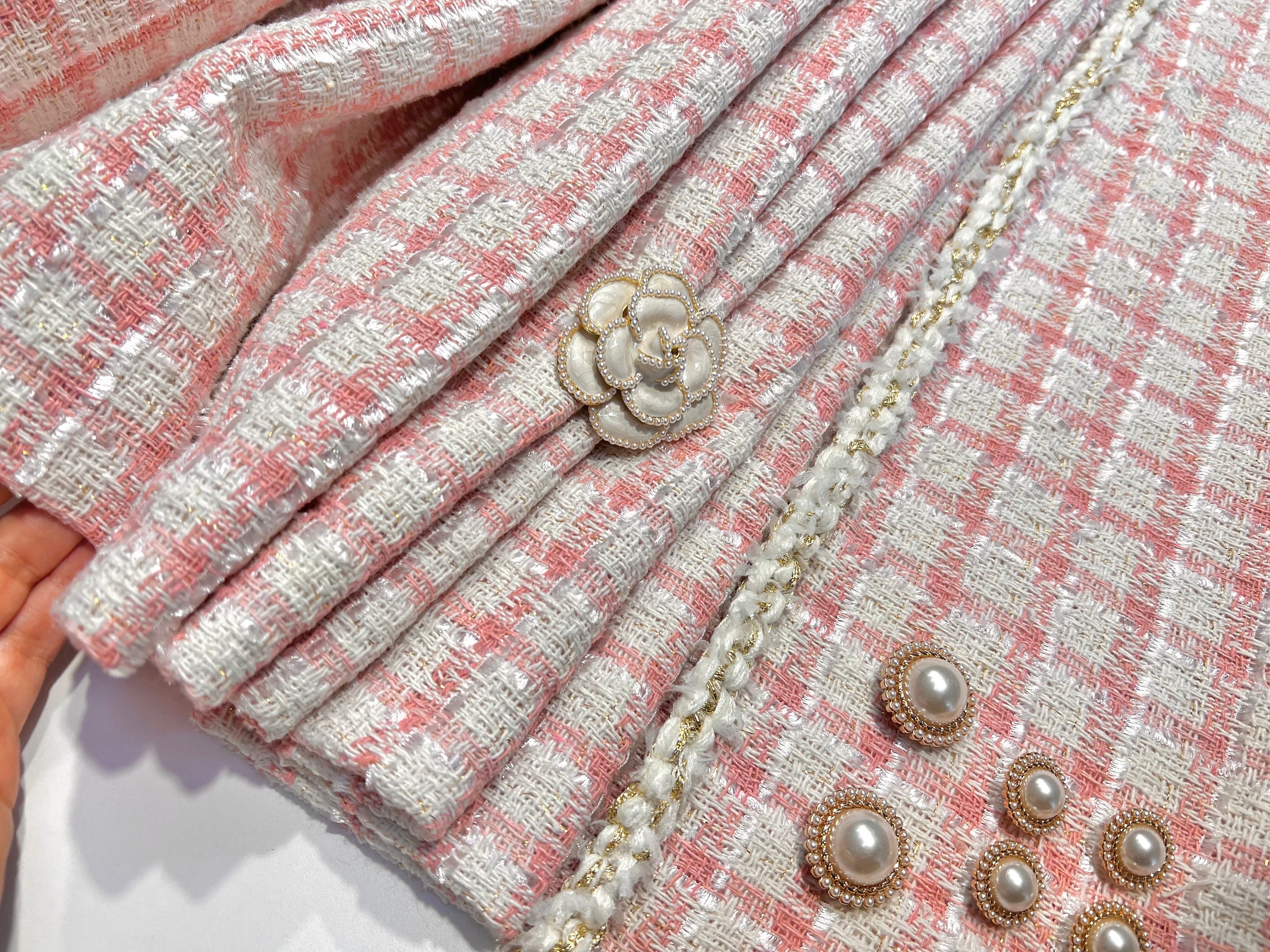 Pink Tweed Fabric 