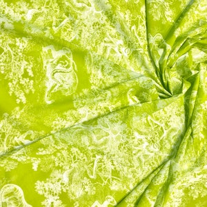 Toile de jouy Stoff Meterware, Lime Baumwolle italienischer Bekleidungsstoff mit Tierdruck für Röcke, Sommer-Strandanzüge, Strandanzüge