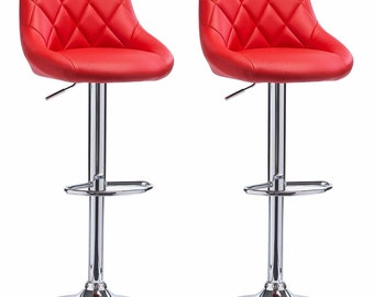 2 x  PU Leather Swivel Gas Lift Bar Stools Kitchen,Breakfast, Pub