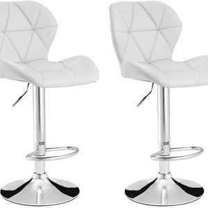 2x PU Leather Adjustable Breakfast Bar Stools Swivel Gas Lift Kitchen, Bar, Pub B257 White