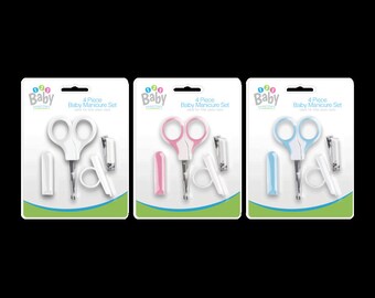 4 Piece Baby Manicure Set Clippers Cover Scissors Safety New-born UK