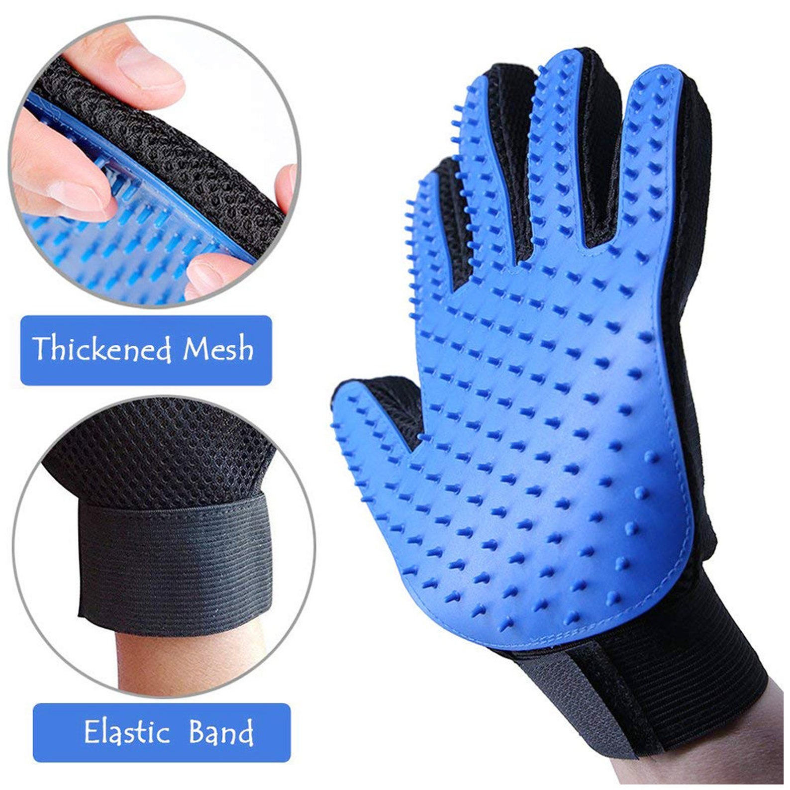 1 Pair Pet Grooming Glove Brush Hair Remover Mitt Massage Tool Blue Etsy