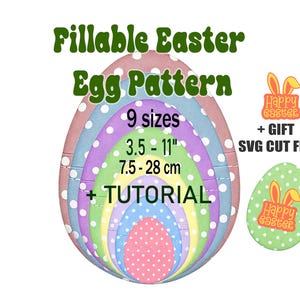 Molde em PDF para Ovo de Páscoa Preenchível, Reutilizável, em Tecido, para Imprimir - 9 Tamanhos