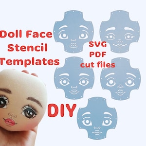 Doll Face Stencil Template for painting  Rosto de boneca SVG cut file for Cricut