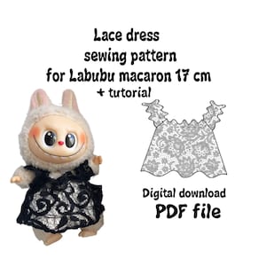 DIY Dress sewing pattern for Labubu macaron 17 cm (6.7 inch)  PDF File