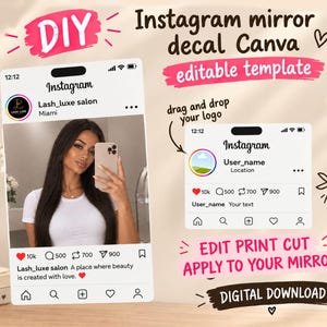Insta spegelram mall Canva redigerbar Anpassad sociala medier dekal