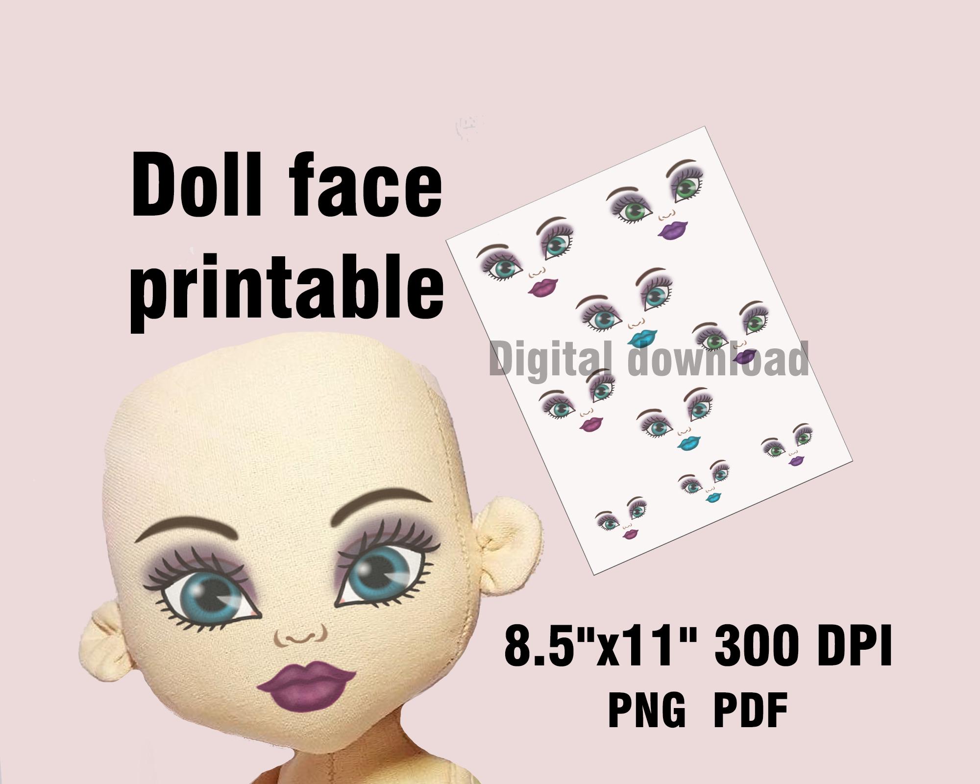 Doll Face Print for Iron-on Transfer Doll Eyes Printable Digital ...