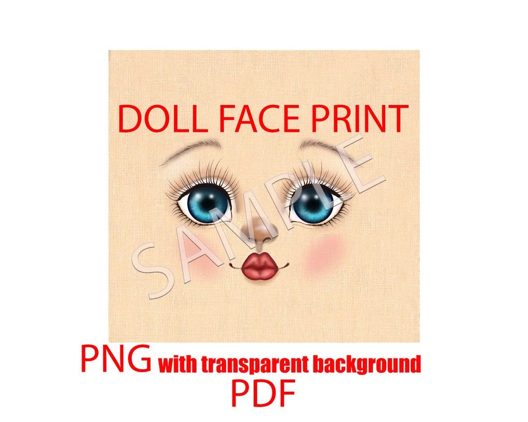 Doll Face Printable PNG PDF Hand-drawn Rag Doll Face Prnt - Etsy