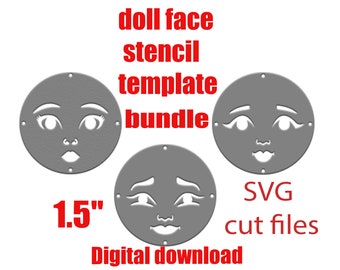 Paquete de plantillas de cara de muñeca para pintar caras de muñecas pequeñas Plantilla DIY Archivo de corte SVG