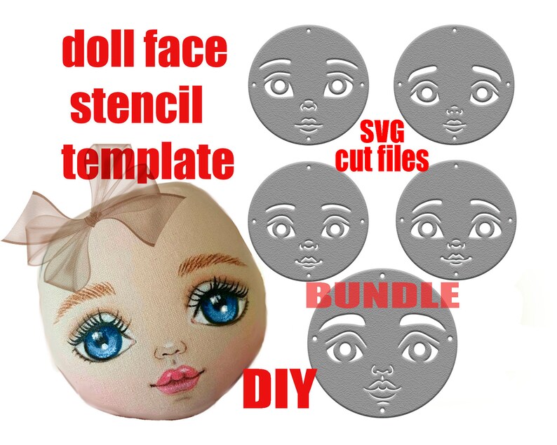 Rag Doll Face Stencil for Painting Rosto De Boneca Template SVG Cut Files Bundle Rosto De Boneca