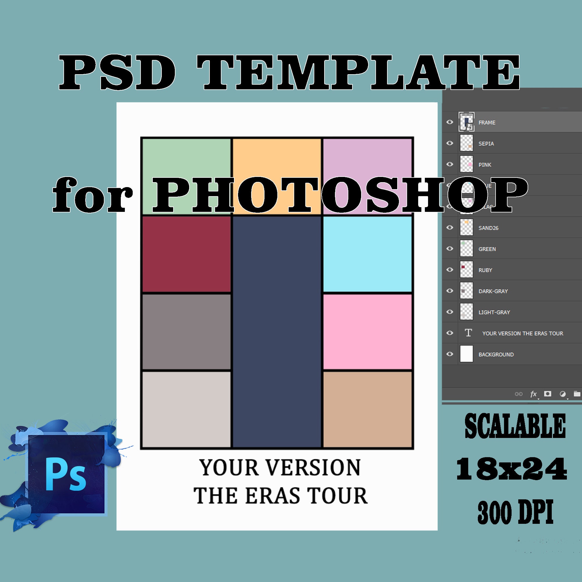 PSD Eras Tour Poster Template Photo Collage Template for PSD Eras Tour Poster Template Photo Collage Template for