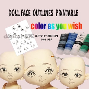 Doll Face Printable: Iron-On Transfer & Coloring Page (PNG, PDF)