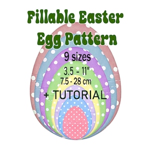 Fillable Easter Egg PDF Pattern Reusable Fabric Egg Printable Templates 9 sizes