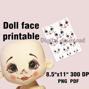 Doll Face Iron-On Transfers: Girl Face Clipart (PNG, PDF)