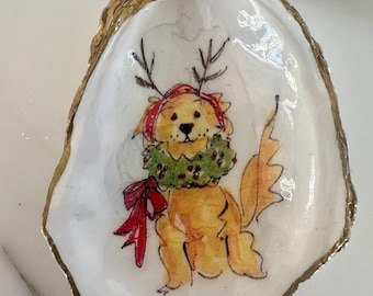 Small Decoupage Oyster Shell Trinket Dish