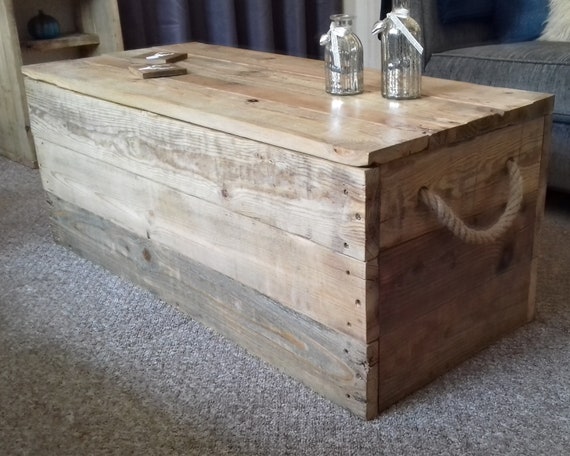 Hand Crafted Personalized Wood Chest Large Made From Reclaimed Wood Pallets  - Hope Chest - Toy Chest by Reclaimed Interior