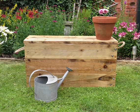 Rustic outdoor 2024 storage bench