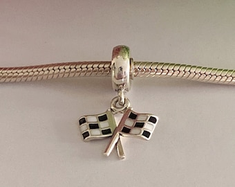 Xanadu Designs Antiqued Silver Plated Checkered Flag Charms (C2353) - Choose 5, 10, Or 20 Pieces