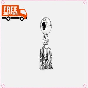 Barcelona La Sagrada Familia Dangle Charm,925 Sterling Silver Charm for Pandora Bracelet,Necklace Pendant,Gift for Her