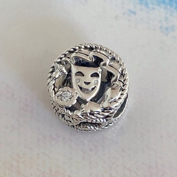 Comedy and Tragedy Drama Masks Charm,925 Sterling Silver Charm for Bracelet,Necklace Pendant,Gift for Her