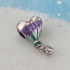 Alles Gute zum Geburtstag Heißluftballon Charm,925 Sterling Silber Charm für Armband,Halsketten Anhänger
