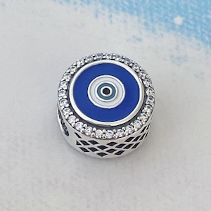 Evil Eye Charm,Genuine 925 Sterling Silver Charm for Bracelet,Necklace Pendant