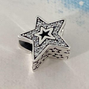 Sparkling Asymmetric Star Charm,925 Sterling Silver Charm for Bracelet,Necklace Pendant,Gift for Her