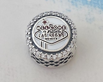 Welcome To Las Vegas Charm,Authentic 925 Sterling Silver Charm