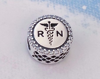 Nurse RN Exclusive Charm,925 Sterling Silver Charm for Bracelet,Necklace Pendant,Gift for Her