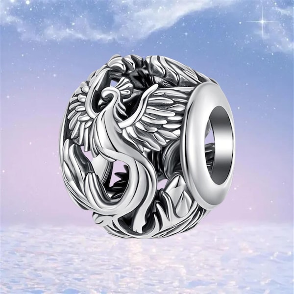 Phoenix Charm,925 Sterling Silver Charms fit Pandora Bracelet,Necklace Pendant