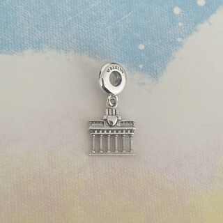 Charm Porta Di Brandeburgo Berlino In Argento 925 – Ciondolo Per Bracciale Con Cuore, Regalo Souvenir