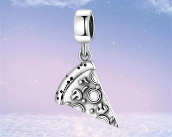 Pizza Slice Charm,Solid 925 Sterling Silver Charm for Bracelet Necklace Pendant
