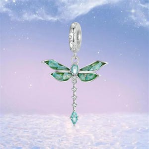 Dragonfly Dangle Charm,925 Sterling Silver Charms fit Pandora Bracelet,Necklace Pendant,Gift for Her
