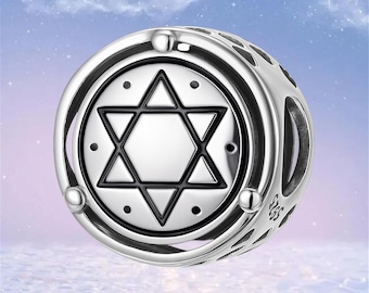 Seal of Solomon Charm,925 Sterling Silver Charm for Bracelet,Necklace Pendant