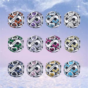 Infinite Love Birthstone Charms,925 Sterling Silver Charms fit Pandora Bracelet,Necklace Pendant,Gemstone Crystal Birthstone