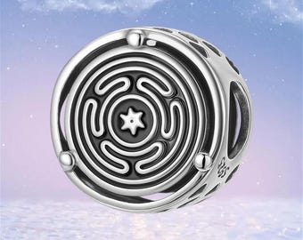 Hekate's Wheel Charm,925 Sterling Silver Charm for Bracelet,Necklace Pendant