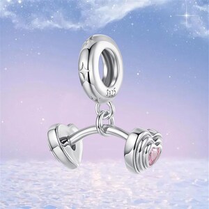 Barbell Charm Dumbbell Charm,925 Sterling Silver Charms fit Pandora Bracelet,Necklace Pendant