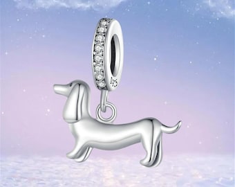 Dachshund Dog Charm,925 Sterling Silver Charm for Bracelet,Necklace Pendant,Dachshund Lover Gift