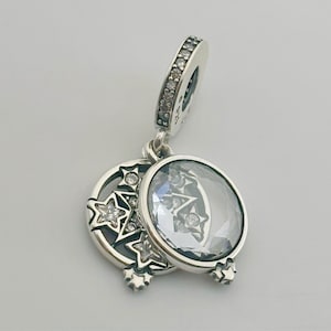 Magnified Star Double Dangle Charm,Genuine 925 Sterling Silver Charm for Bracelet,Necklace Pendant,Gift for Her