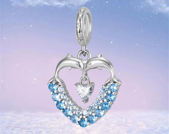 Dolphin Dangle Charm,925 Sterling Silver Charm for Bracelet Necklace Pendant