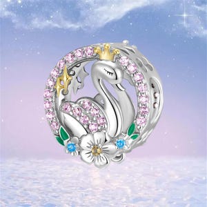 Schwan Charm, 925 Sterling Silber Charms für Pandora Armband, Halskette Anhänger, Geschenk für Sie