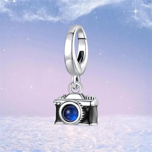 Openable Camera Dangle Charm,925 Sterling Silver Charm for Bracelet,Necklace Pendant