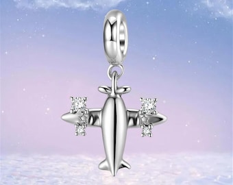 Airplane Charm,Real S925 Sterling Silver Charms for Bracelet,Necklace Pendant