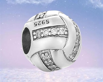 Volleyball Charm,925 Sterling Silver Charm for Bracelet,Necklace Pendant