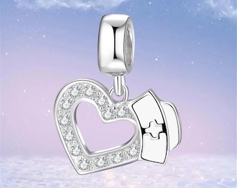 Nurse Charms, Real 925 Sterling Silver Charm for Bracelet Necklace Pendant